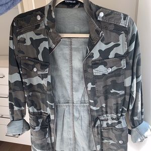 Camo Jacket with Waist Tye by Express